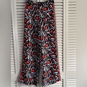 Anthropologie Black Pants with Red and White Floral Print